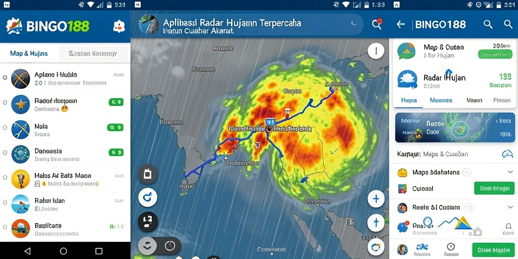 Tampilan antarmuka radar hujan BINGO188 yang informatif dan interaktif.