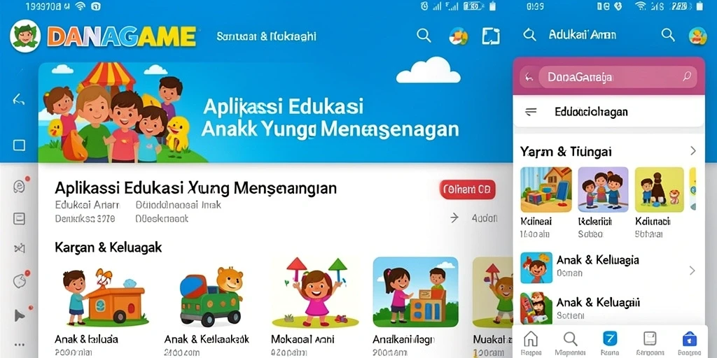 Tampilan antarmuka <strong>DANAGAME</strong> yang ramah anak dan interaktif.