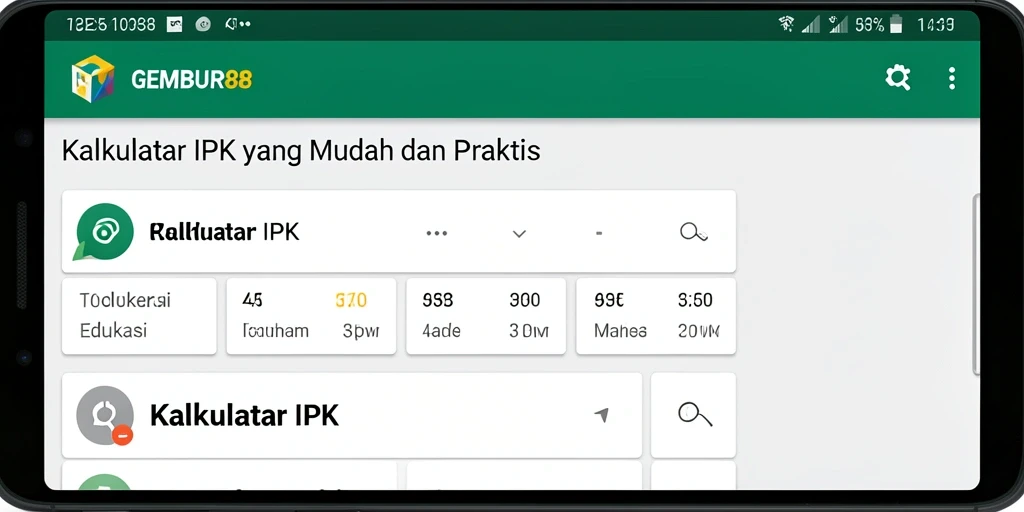 Tampilan antarmuka GEMBUR88 yang memudahkan perhitungan Kalkulator IPK.
