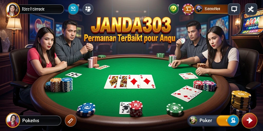 Tampilan antarmuka permainan Poker yang menarik dan interaktif.
