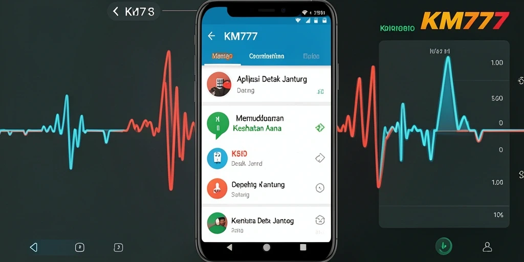Antarmuka pengguna KM777 yang menampilkan data detak jantung secara real-time.