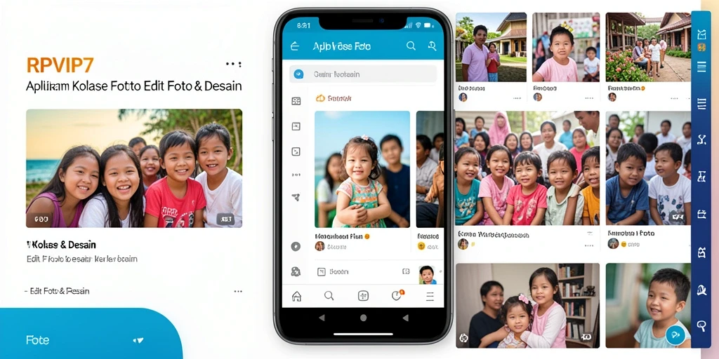 Antarmuka pengguna RPVIP7 yang menarik saat membuat kolase foto.