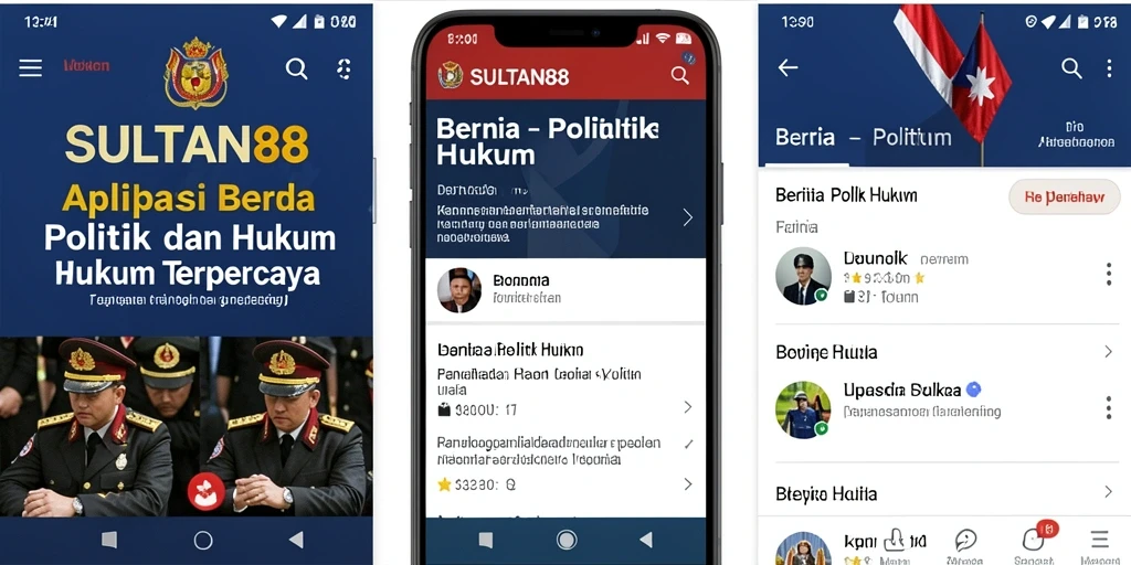 Antarmuka aplikasi SULTAN88 menampilkan berita politik dan hukum terkini.