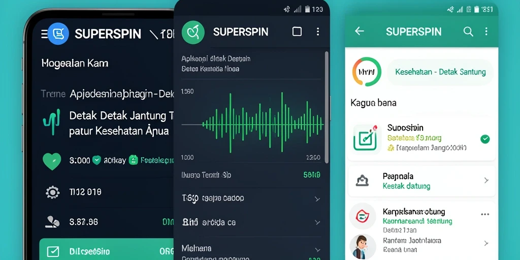 Antarmuka aplikasi SUPERSPIN yang intuitif untuk pemantauan detak jantung.